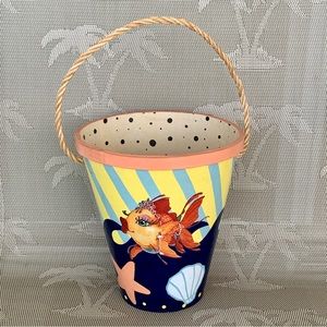 Katherine's Collection FISH Beach PAIL Bucket I Shore House Decor RARE #1